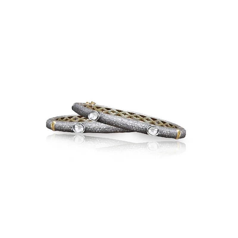 Pave + 6 Sliced Diamond Bangle