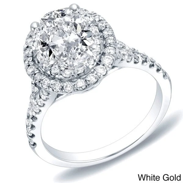 Auriya Certified 14k Gold 1 1/2ct TDW Oval Diamond Engagement Ring (H-I, SI1-SI2)