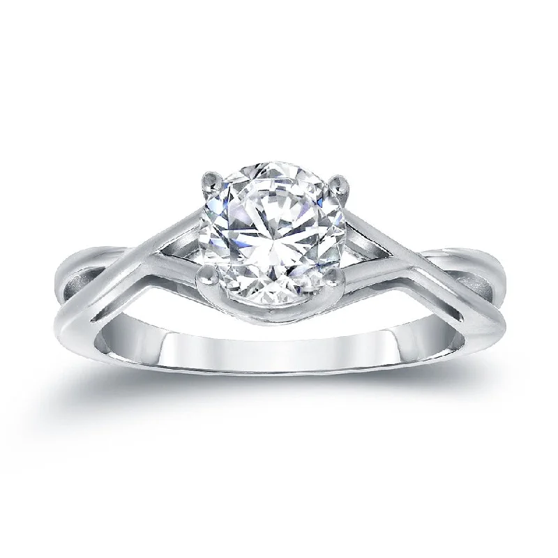 Platinum Round 1ct TDW Diamond Solitaire Engagement Ring by Auriya