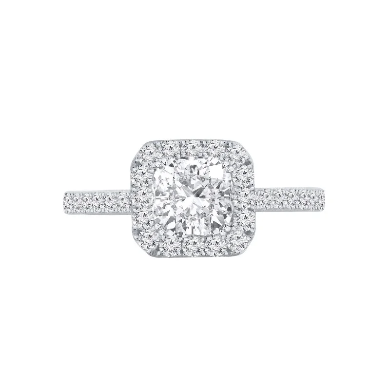 Auriya 14k Gold 1 1/4ctw Cushion-cut Halo Diamond Engagement Ring Certified (H-I, I1-I2)