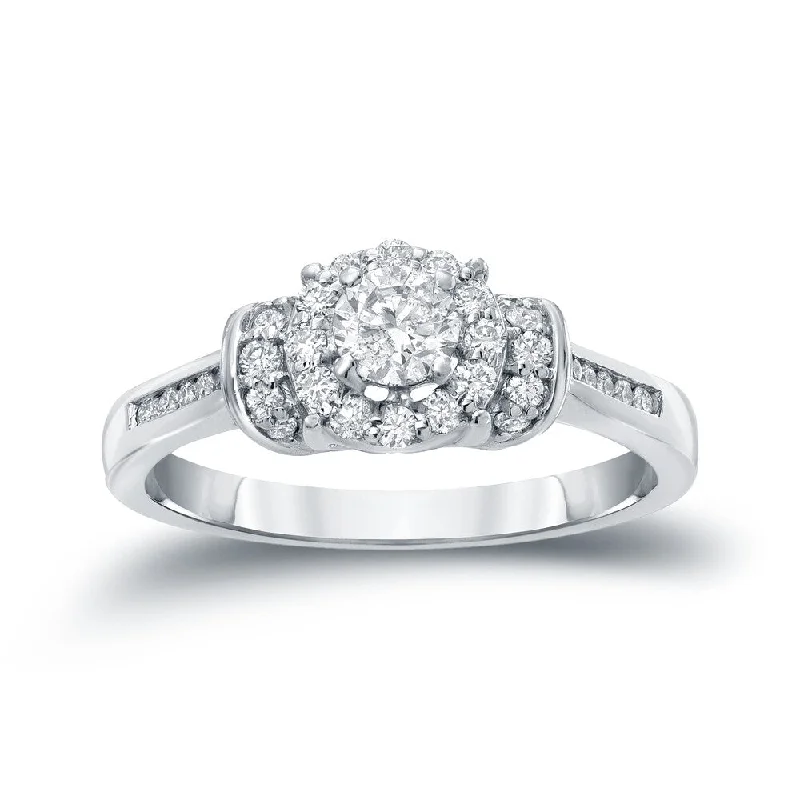 Auriya 1/2ct TDW Round Diamond Halo Engagement Ring 14k Gold